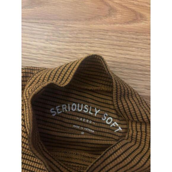 Aeropostale Striped Mock Neck Long Sleeve Top Size Medium - Picture 2 of 5